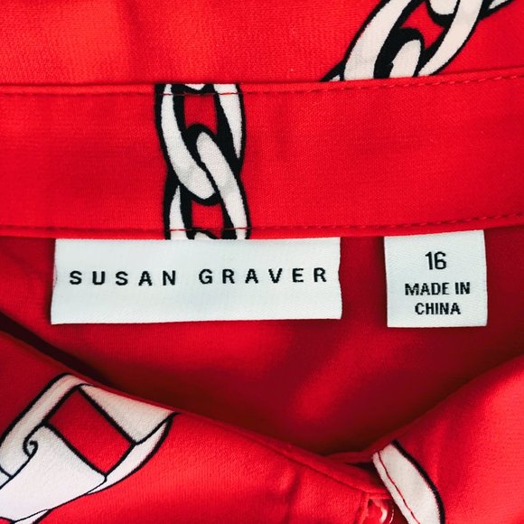 SUSAN GRAVER Chain Link Long Sleeve Tie Front Shirt - Picture 3 of 4